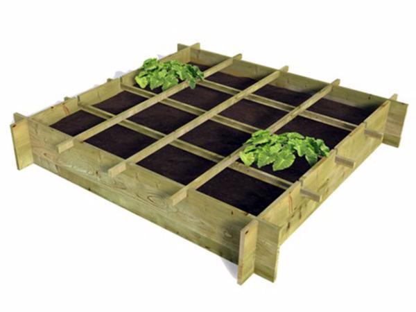 Veiling - 4x Moestuinbak met gronddoek 120x120x18 cm, Tuin en Terras, Bloembakken en Plantenbakken, Nieuw