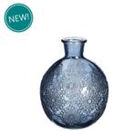 Gekleurd glazen flesje bologna vaasje,kandelaar dark blue  /, Ophalen of Verzenden, Nieuw