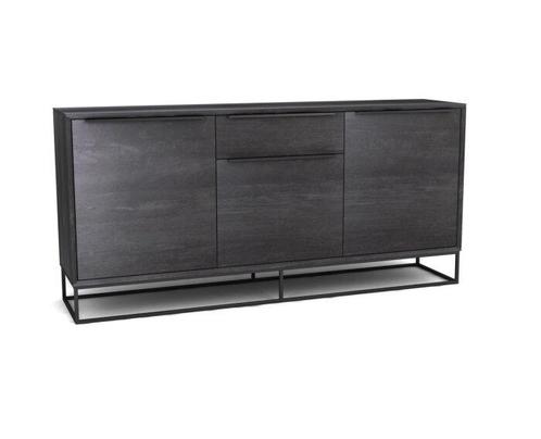 Dressoir Lyon | Zwart mangohout | 180 cm en 215 cm-180 cm, Huis en Inrichting, Kasten | Dressoirs, Nieuw, Ophalen of Verzenden