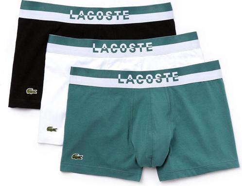 Lacoste - Maat XS - Heren 3-pack Trunk - Groen/Wit/Zwart, Kleding | Heren, Ondergoed, Verzenden