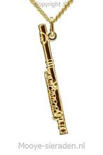 Gouden Dwarsfluit ketting hanger, Sieraden, Tassen en Uiterlijk, Kettinghangers, Verzenden, Nieuw