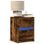 vidaXL Nachtkastjes met LED 2 st bewerkt hout gerookt, Verzenden, Nieuw, Hout