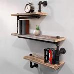 Wandplank Industrieel – 3 Lagen Massief Hout en Metaal, Huis en Inrichting, Kasten | Wandmeubels, Verzenden, Nieuw