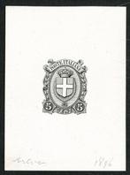 Italië 1896 - 5 cent wapenschild, zeldzame zwarte proefdruk, Postzegels en Munten, Postzegels | Europa | Italië, Gestempeld