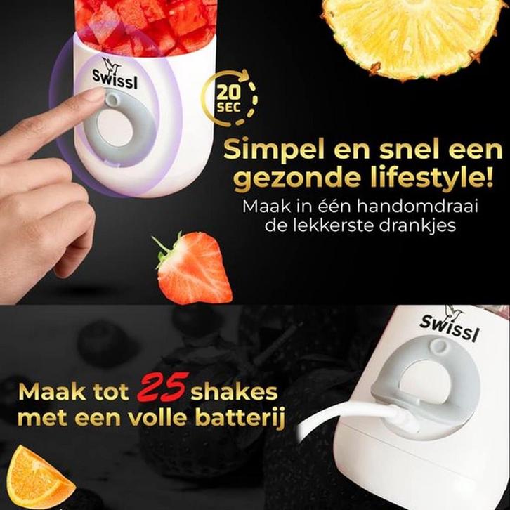 Blender To Go Swissl - Draadloze Smoothie Maker - Draagbare, Witgoed en Apparatuur, Blenders, Zo goed als nieuw, Ophalen of Verzenden