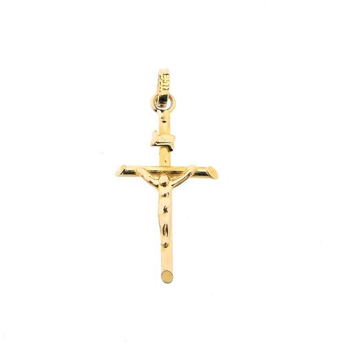 Gouden hanger van een kruis met corpus | INRI (religieus), Sieraden, Tassen en Uiterlijk, Bedels, Gebruikt, Overige merken, Goud