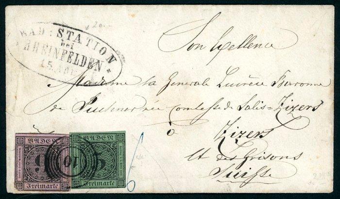 Baden 1853 - Brief naar Zwitserland met 9 Kr. en 3 Kr., Postzegels en Munten, Postzegels | Europa | Duitsland