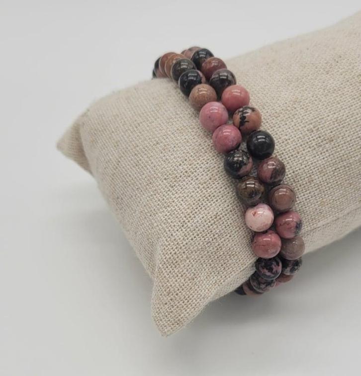 Rhodoniet armband 6mm, Sieraden, Tassen en Uiterlijk, Edelstenen, Ophalen of Verzenden