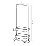 Kledingrek Kumad kapstok op wielen 174,5x58x36 cm wit [en.ca, Verzenden, Nieuw