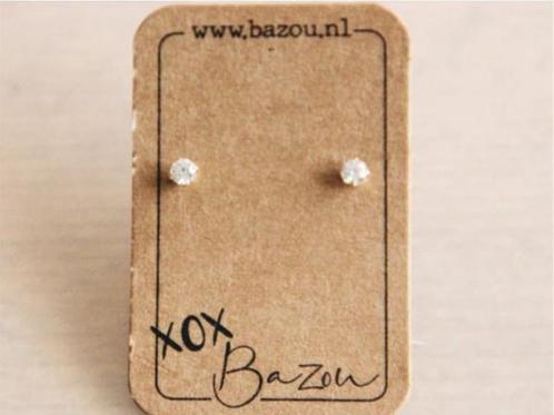 Veiling - Bazou RVS mini oorstekers met strass goud, Sieraden, Tassen en Uiterlijk, Oorbellen, Nieuw