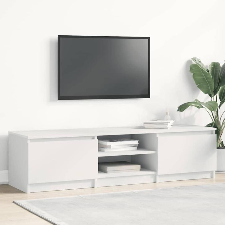 vidaXL Tv-meubel 140x40x35,5 cm bewerkt hout wit, Huis en Inrichting, Kasten | Televisiemeubels, 25 tot 50 cm, Nieuw, Overige houtsoorten