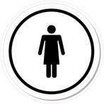1x 20cm Rond| Dames Toilet ronde sticker Zwart Blauw Rood, Verzenden, Nieuw