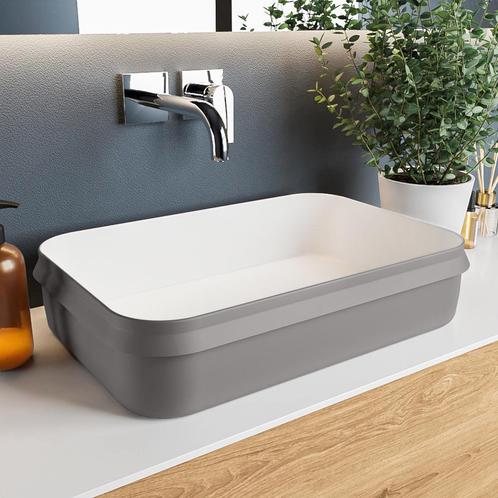 MONDIAZ ARVO Waskom solid surface 55cm kleur DarkGrey / Talc, Doe-het-zelf en Verbouw, Sanitair, Overige typen, Nieuw, Ophalen of Verzenden