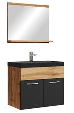 Badkamermeubel Montreal Set 02 60 x 35 cm Eiken Zwart, Verzenden, Nieuw, Wastafelkast