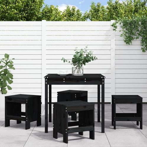 vidaXL 5-delige Tuinset massief grenenhout zwart, Tuin en Terras, Tuinsets en Loungesets, Tuinset, Nieuw, 5 zitplaatsen, Verzenden