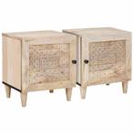 vidaXL Nachtkastje 2 pcs Beige 40 x 33 x 46 cm Massief, Huis en Inrichting, Slaapkamer | Nachtkastjes, Minder dan 45 cm, Verzenden