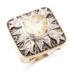 Cocktailring - 14 karaat Geel goud, Zilver - 5.00ct. tw., Sieraden, Tassen en Uiterlijk, Antieke sieraden