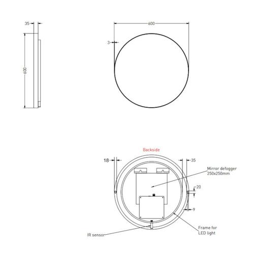 Spiegel Ink SP17 Rond Colour Changing LED Rondom 60 x 4 x 60, Doe-het-zelf en Verbouw, Sanitair, Ophalen of Verzenden