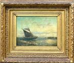 Nicolaas Riegen (1827-1889) - Fishing Barge In Rough Seas, Antiek en Kunst