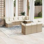 vidaXL 10-delige Loungeset met kussens poly rattan beige, Verzenden, Nieuw, Rotan, Loungeset