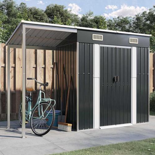 vidaXL Tuinschuur met verlengd dak 277x107x181 cm staal, Tuin en Terras, Tuinhuizen, Nieuw, Verzenden