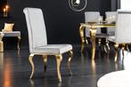 Design stoel MODERN BAROQUE grijs fluweel gouden stoelpoten, Ophalen of Verzenden, Nieuw