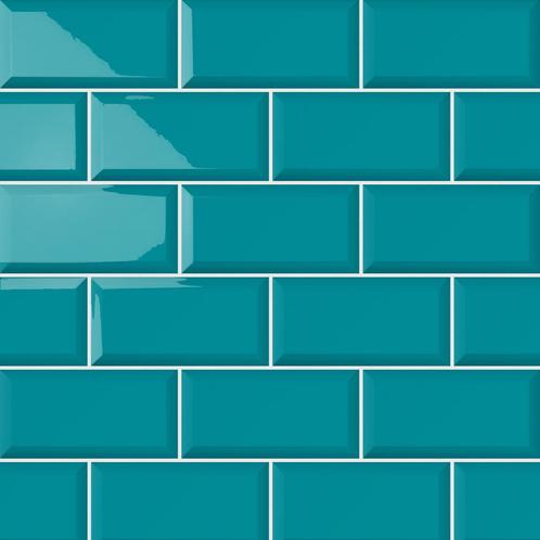 Wandtegel metrotegel 10x20 licht blauw turquoise glans, Doe-het-zelf en Verbouw, Tegels, Wandtegels, Nieuw, 10 m² of meer, Keramiek