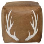 poef koehuid vierkant gewei bruin 45x45x45cm, Huis en Inrichting, Verzenden, Nieuw