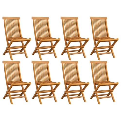 vidaXL Tuinstoelen inklapbaar 8 st massief teakhout, Tuin en Terras, Tuinstoelen, Nieuw, Hout, Verzenden