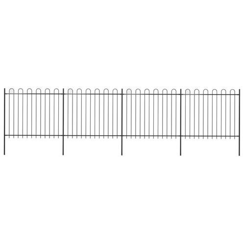 vidaXL Tuinhek met ronde bovenkant 6,8x1,5 m staal zwart, Tuin en Terras, Schuttingen, Nieuw, IJzer, 1 tot 2 meter, Verzenden