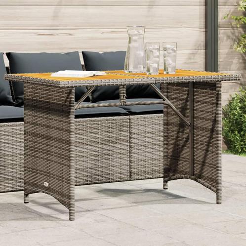 vidaXL Tuintafel met houten blad 110x68x70 cm poly rattan, Tuin en Terras, Tuintafels, Nieuw, Verzenden