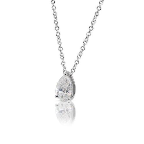 Ketting met hanger - 18 karaat Witgoud - 1.08ct. tw. Diamant, Sieraden, Tassen en Uiterlijk, Antieke sieraden