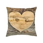 canvas kussen houten hart dubbelzijdig 33x33cm, Huis en Inrichting, Woonaccessoires | Overige, Verzenden, Nieuw