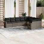vidaXL 9-delige Loungeset met kussens poly rattan grijs, Verzenden, Nieuw, Rotan, Loungeset