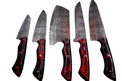 6–12 High-quality Forged Steel Chef Knife Set 5 pieces, Antiek en Kunst, Antiek | Keukenbenodigdheden
