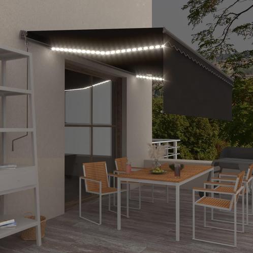 vidaXL Luifel handmatig uittrekbaar met rolgordijn LED 5x3 m, Tuin en Terras, Zonneschermen, Nieuw, Verzenden