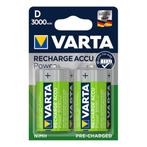 Varta Oplaadbare NiMH D-batterijen - 3000 mAh - 1,2V - 2..., Ophalen of Verzenden, Nieuw
