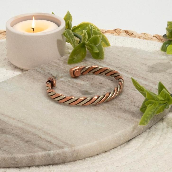 Koperen met messing gezondheids-klemarmband met 2 magneten, Sieraden, Tassen en Uiterlijk, Armbanden, Ophalen of Verzenden