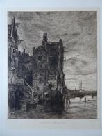 Ets Huizen aan het water Dordrecht, Zilcken n. Maris 1880, Antiek en Kunst, Verzenden