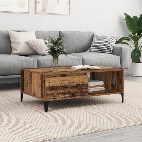 vidaXL Salontafel met plank met opslag met de deur Oud hout, Huis en Inrichting, Tafels | Salontafels, Nieuw, 50 tot 100 cm, Overige houtsoorten