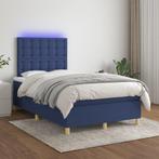 vidaXL Boxspring met matras en LED stof blauw 120x200 cm, Nieuw, Twijfelaar, 120 cm, 200 cm