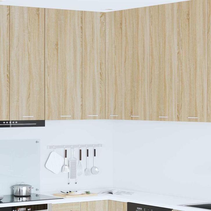 vidaXL Hangkast Riga Sonoma Eik en Wit 57 x 57 x 100 cm, Huis en Inrichting, Keuken | Keukenelementen, Bruin, Nieuw, Verzenden