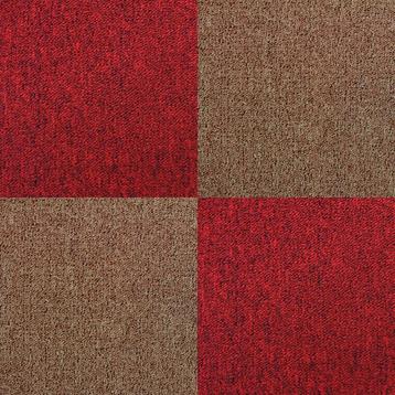 40 x Tapijttegels - Kleur: Zandkleur en rood - 50x50cm 10m2 beschikbaar voor biedingen