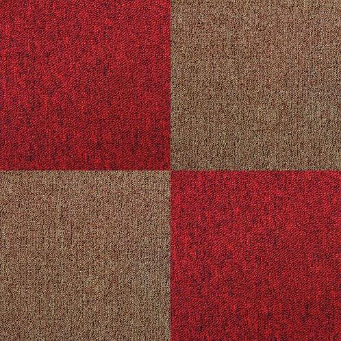 40 x Tapijttegels - Kleur: Zandkleur en rood - 50x50cm 10m2, Huis en Inrichting, Stoffering | Tapijten en Kleden, Verzenden