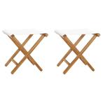 vidaXL Stoelen inklapbaar 2 st massief teakhout en stof, Tuin en Terras, Tuinstoelen, Verzenden, Nieuw, Hout