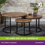 Isa set van drie salontafels mangohout 3cm dik OP VOORRAAD, 50 tot 100 cm, Mangohout, Rond, Nieuw