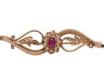 Broche - 18 karaat Roségoud Parel - Robijn