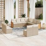 vidaXL 11-delige Tuinset met kussens poly rattan beige, Verzenden, Nieuw, Rotan, Tuinset