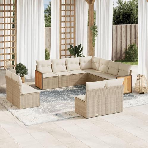 vidaXL 11-delige Tuinset met kussens poly rattan beige, Tuin en Terras, Tuinsets en Loungesets, Tuinset, Nieuw, Rotan, Verzenden