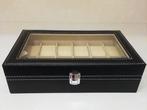 Sieradendoos - Bont - Leer, luxe, 12 horloges